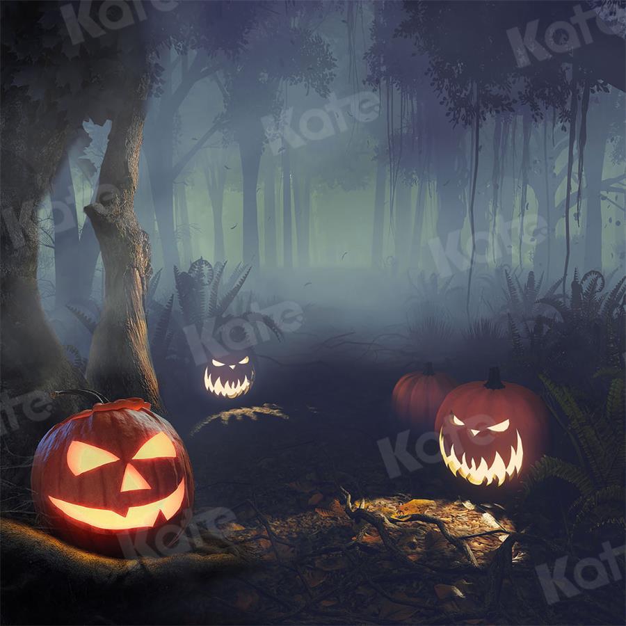 Kate Halloween Citrouille Toile de Fond Forêt Nuit pour Photographie
