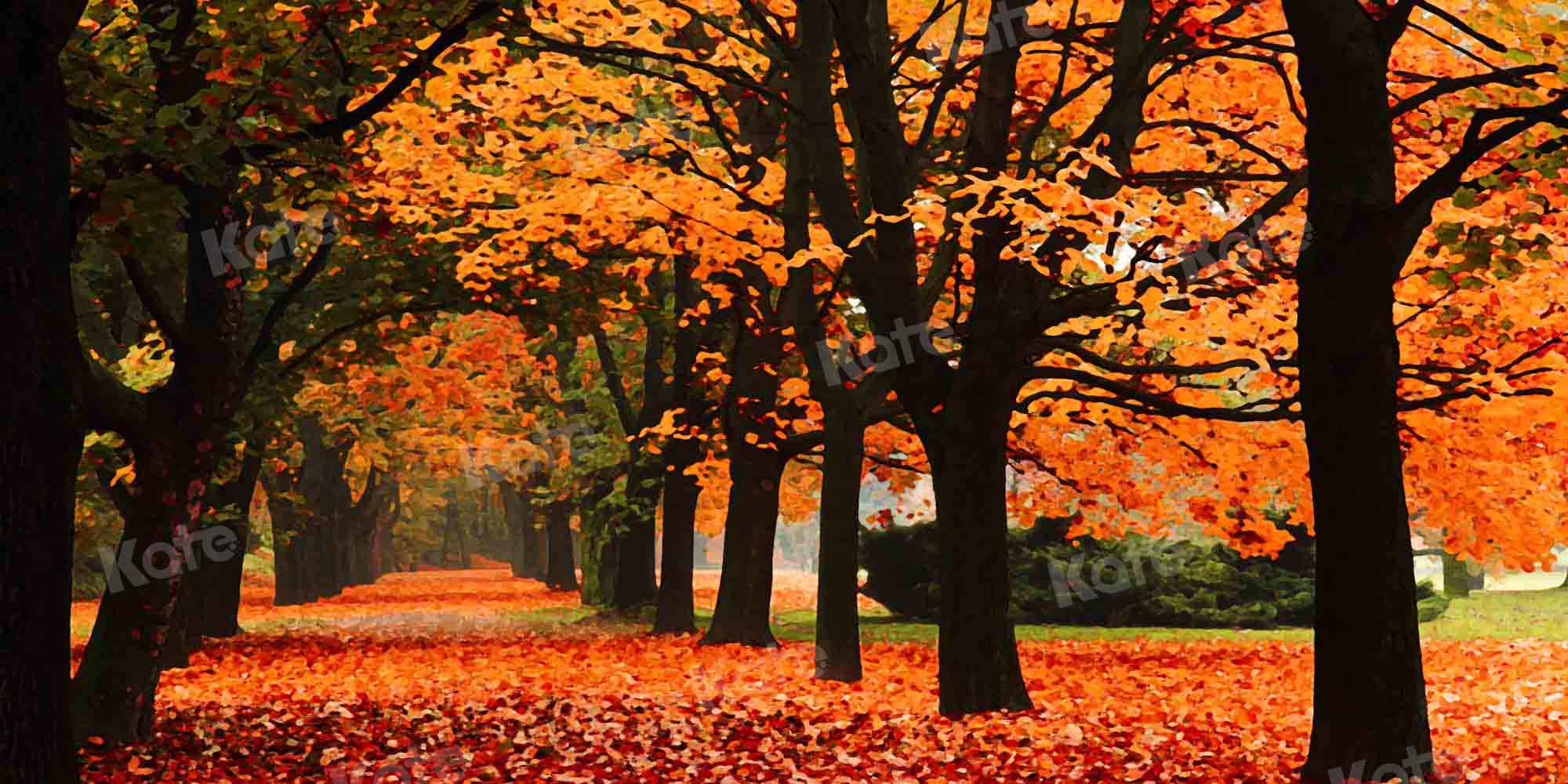 Kate Jaune Forêt Automne Arbres Toile de fond conçue par Chain Photography - Kate Backdrop FR