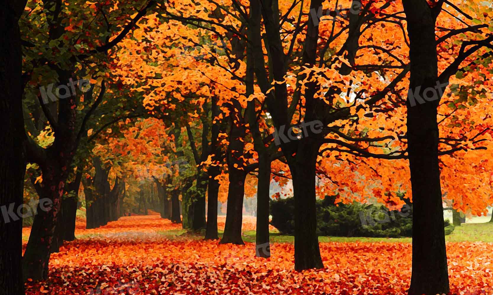 Kate Jaune Forêt Automne Arbres Toile de fond conçue par Chain Photography - Kate Backdrop FR
