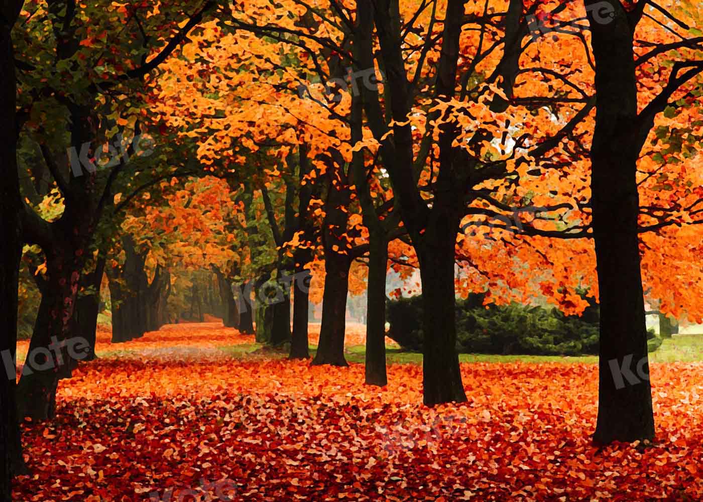 Kate Jaune Forêt Automne Arbres Toile de fond conçue par Chain Photography - Kate Backdrop FR