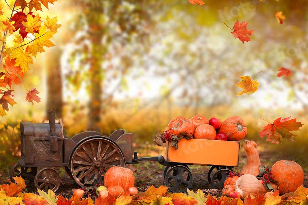 Kate Halloween Automne Citrouille Voiture Toile de fond pour la photographie - Kate Backdrop FR