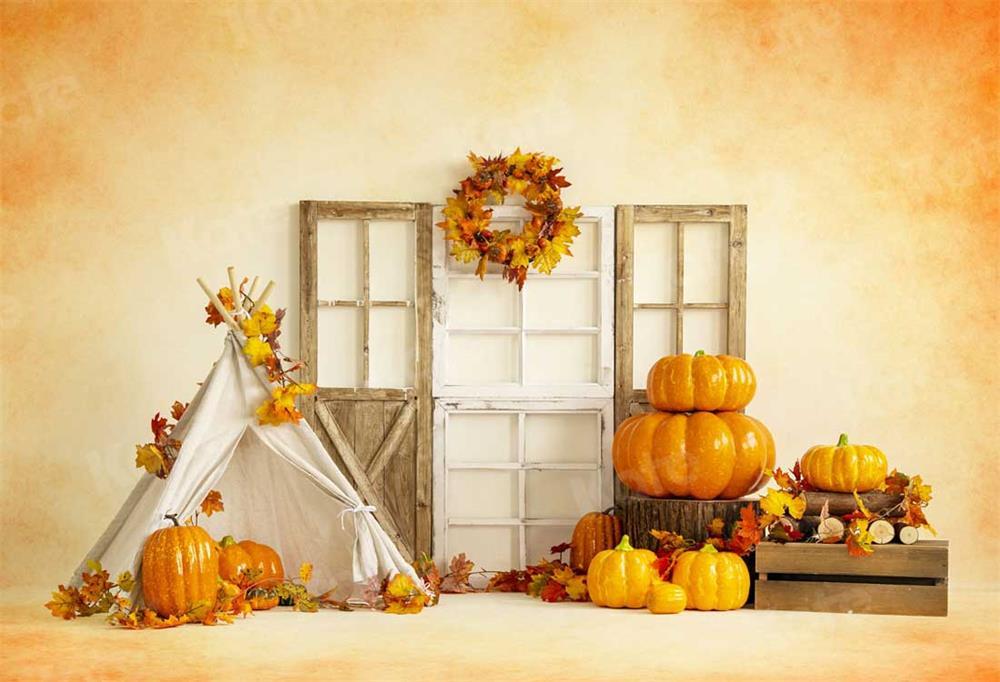 Kate Toile de fond de récolte d'automne Tente de citrouille d'Halloween pour la photographie