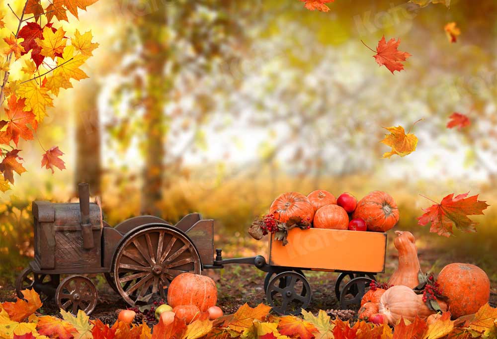 Kate Halloween Automne Citrouille Voiture Toile de fond pour la photographie - Kate Backdrop FR