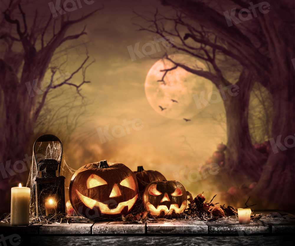 Kate Lune Citrouille Automne Lune Bougies Toile de fond pour la photographie - Kate Backdrop FR