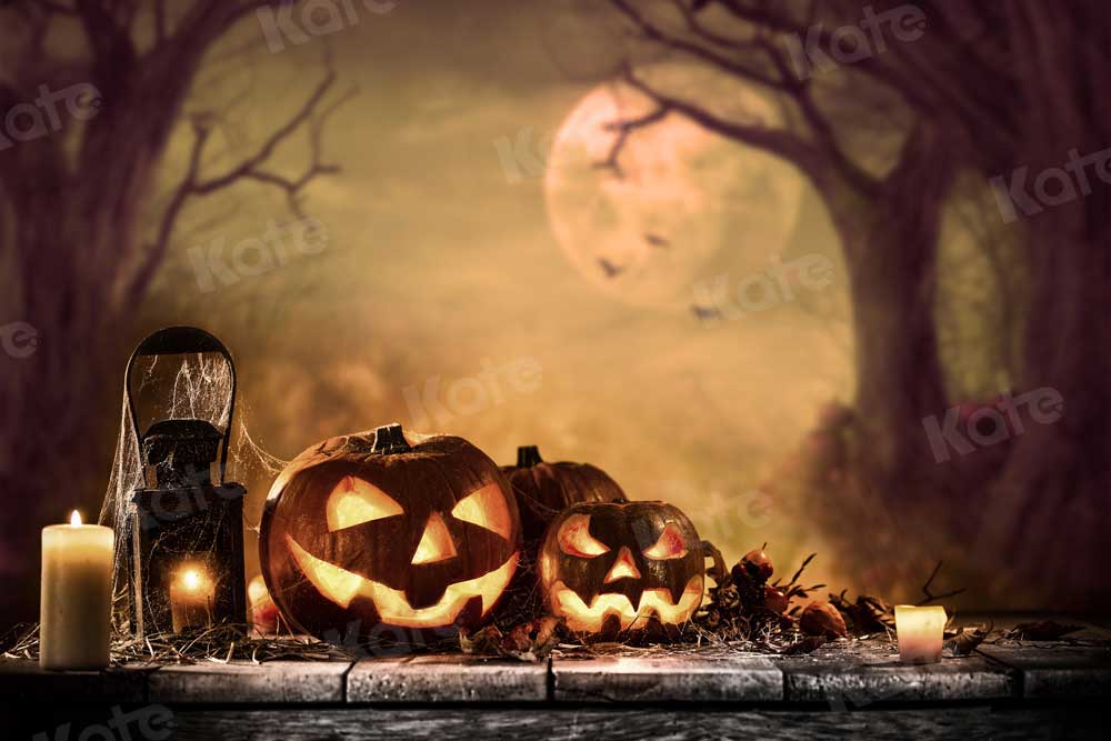 Kate Lune Citrouille Automne Lune Bougies Toile de fond pour la photographie - Kate Backdrop FR