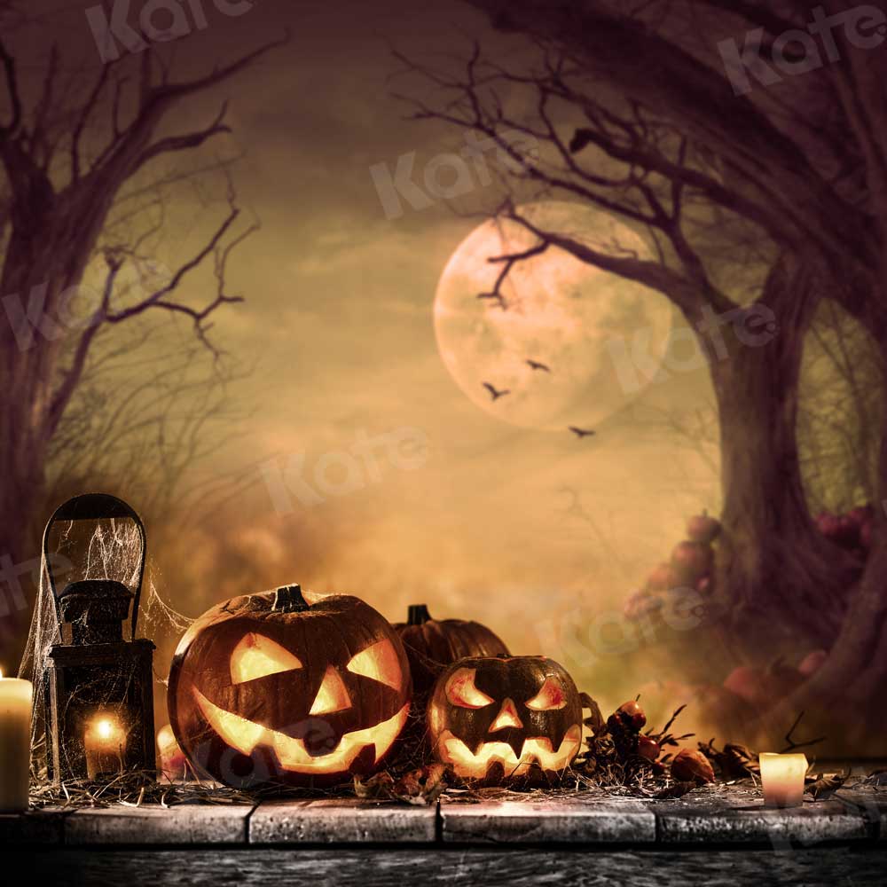 Kate Lune Citrouille Automne Lune Bougies Toile de fond pour la photographie - Kate Backdrop FR