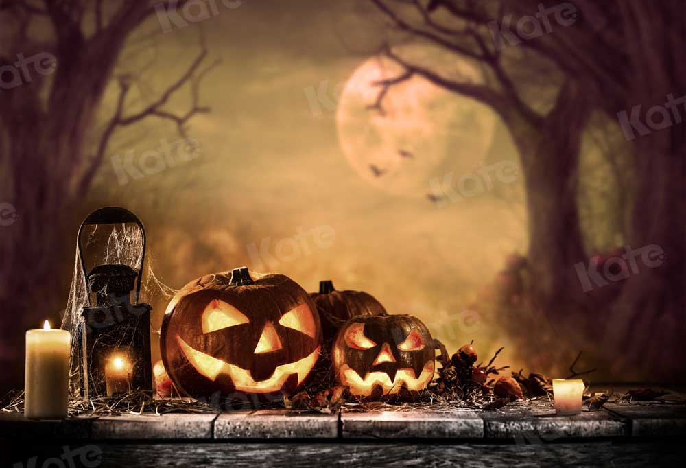 Kate Lune Citrouille Automne Lune Bougies Toile de fond pour la photographie - Kate Backdrop FR
