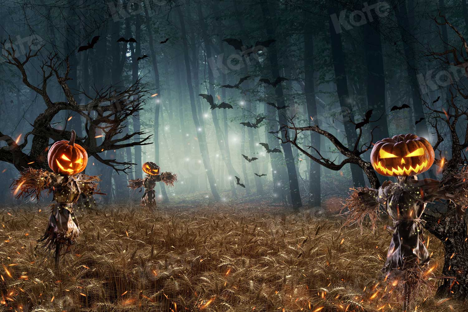 Kate Halloween citrouille toile de fond forêt d'automne pour la photographie
