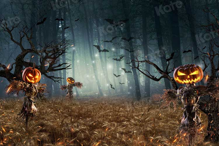 Kate Halloween citrouille toile de fond forêt d'automne pour la photographie