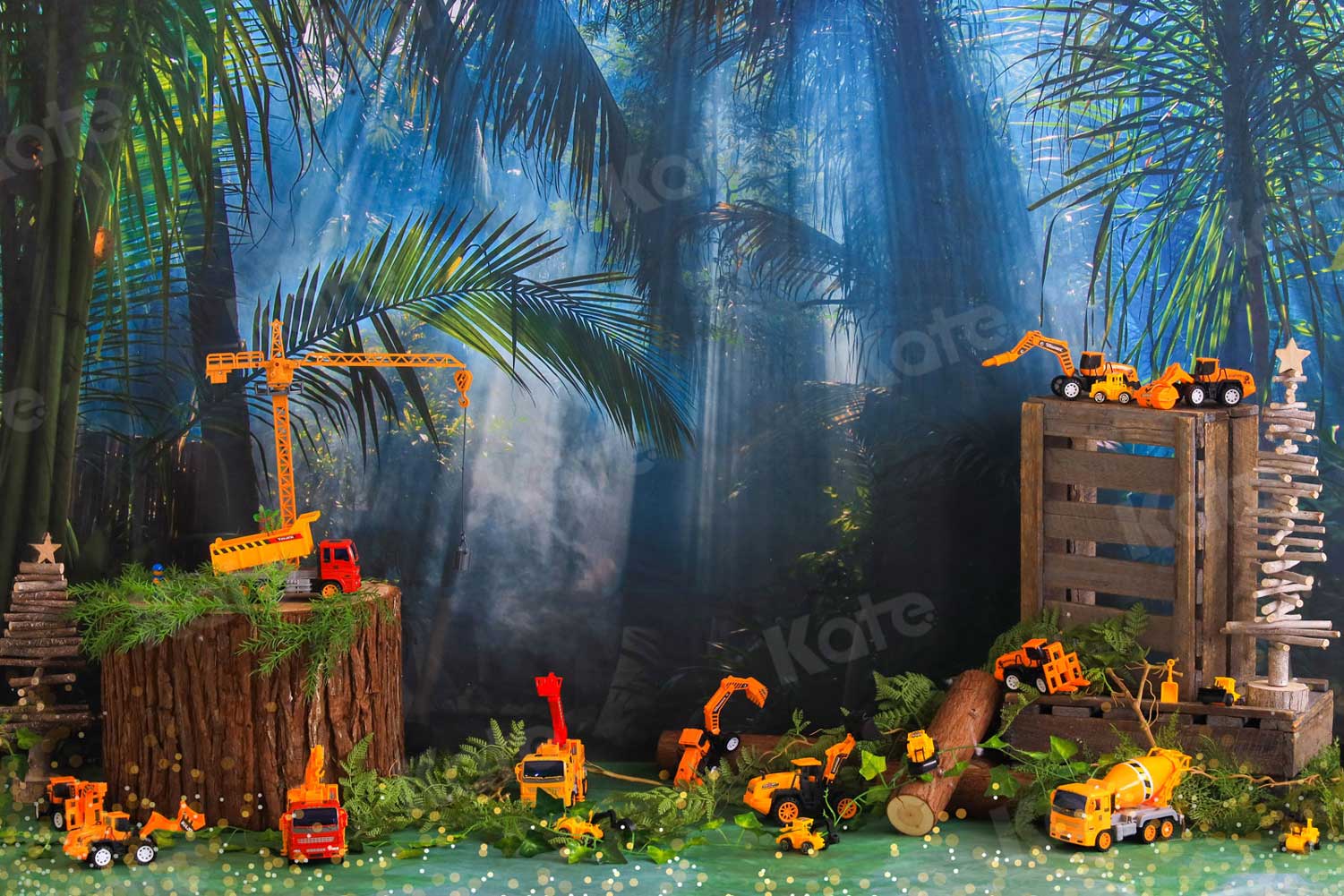 Kate Construction de voiture de jouet de toile de fond de forêt de jungle pour la photographie
