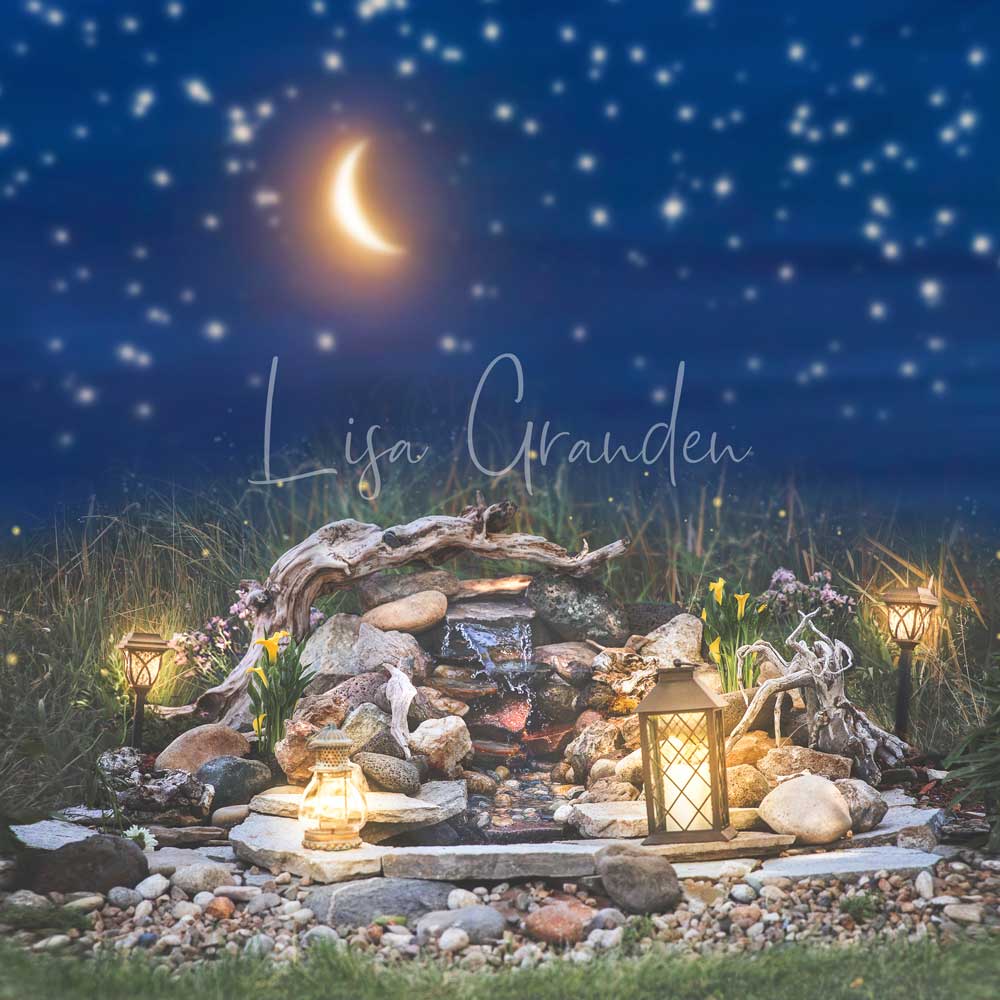 Kate Nuit étoilée Été Lune Étang Bleu Toile de fond conçue par Lisa Granden - Kate Backdrop FR