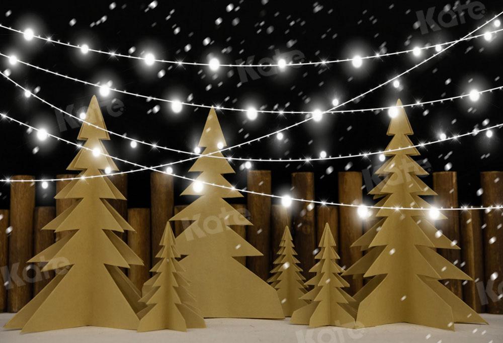 Kate Arbres de Noël Hiver Neige Nuit Toile de fond conçue par Emetselch