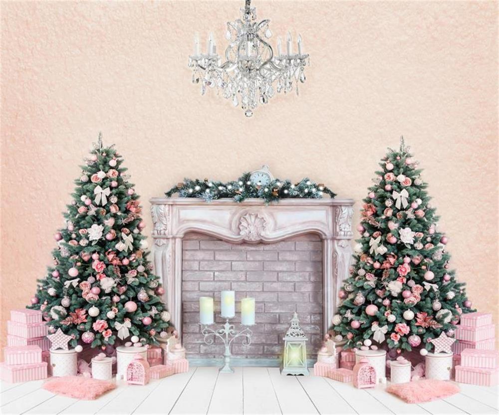 Kate mur rose de cheminée de fond d'arbres de Noël pour la photographie