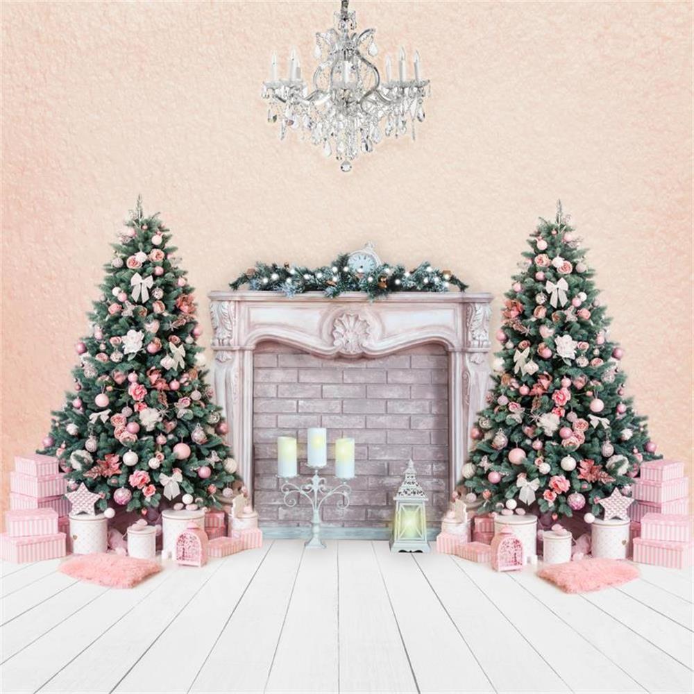 Kate mur rose de cheminée de fond d'arbres de Noël pour la photographie