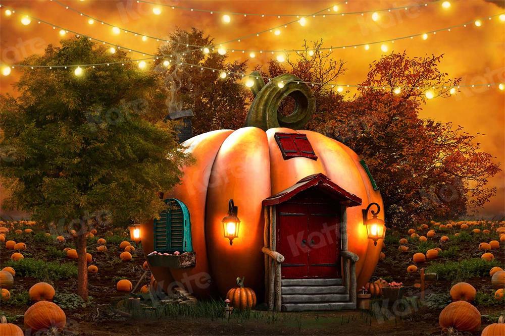 Kate Halloween Lumières Citrouille Automne Toile de fond pour la photographie