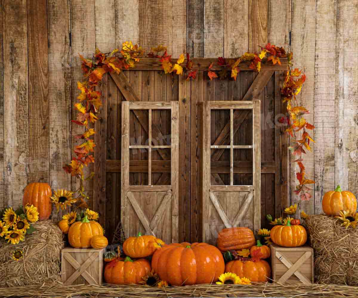 Kate Porte de grange Citrouille Automne Toile de fond conçue par Emetselch - Kate Backdrop FR