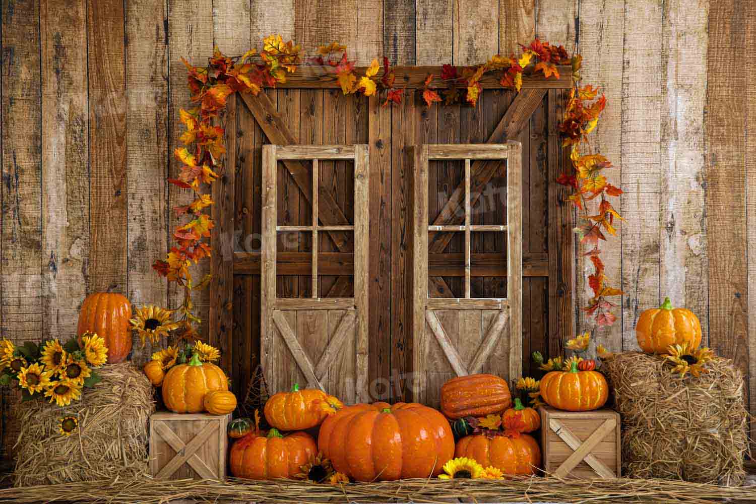 Kate Porte de grange Citrouille Automne Toile de fond conçue par Emetselch - Kate Backdrop FR