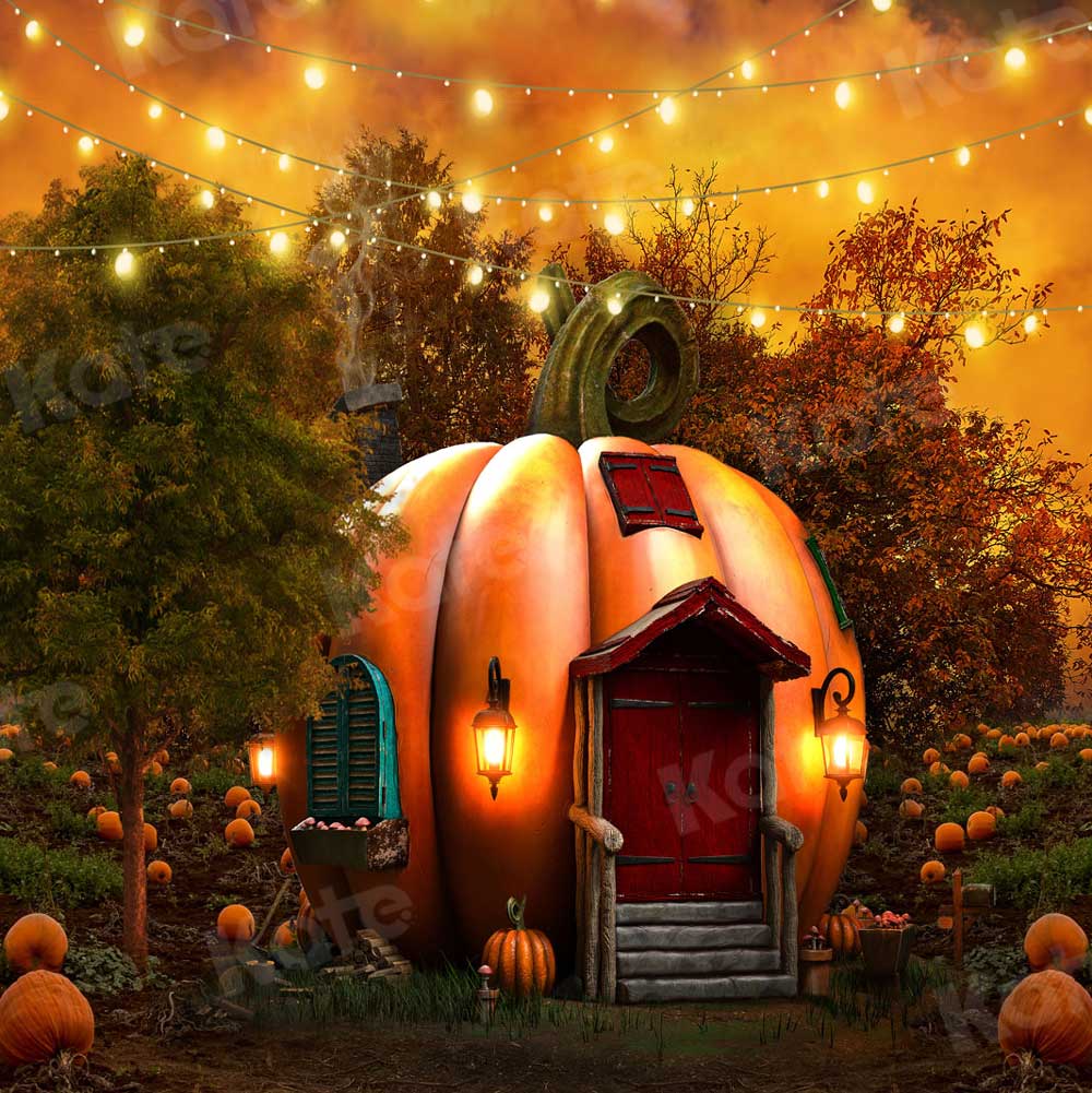 Kate Halloween Lumières Citrouille Automne Toile de fond pour la photographie