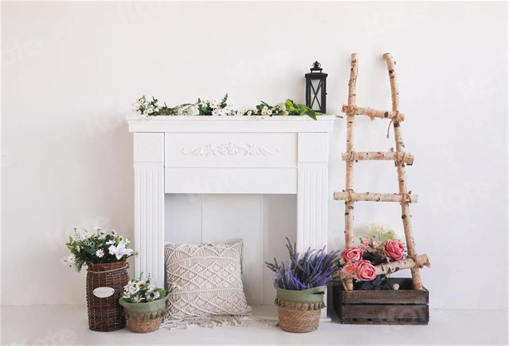 Kate Spring Boho Backdrop Fleurs de cheminée pour la photographie