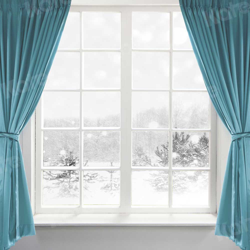 Kate fenêtre toile de fond intérieure neige d'hiver pour la photographie