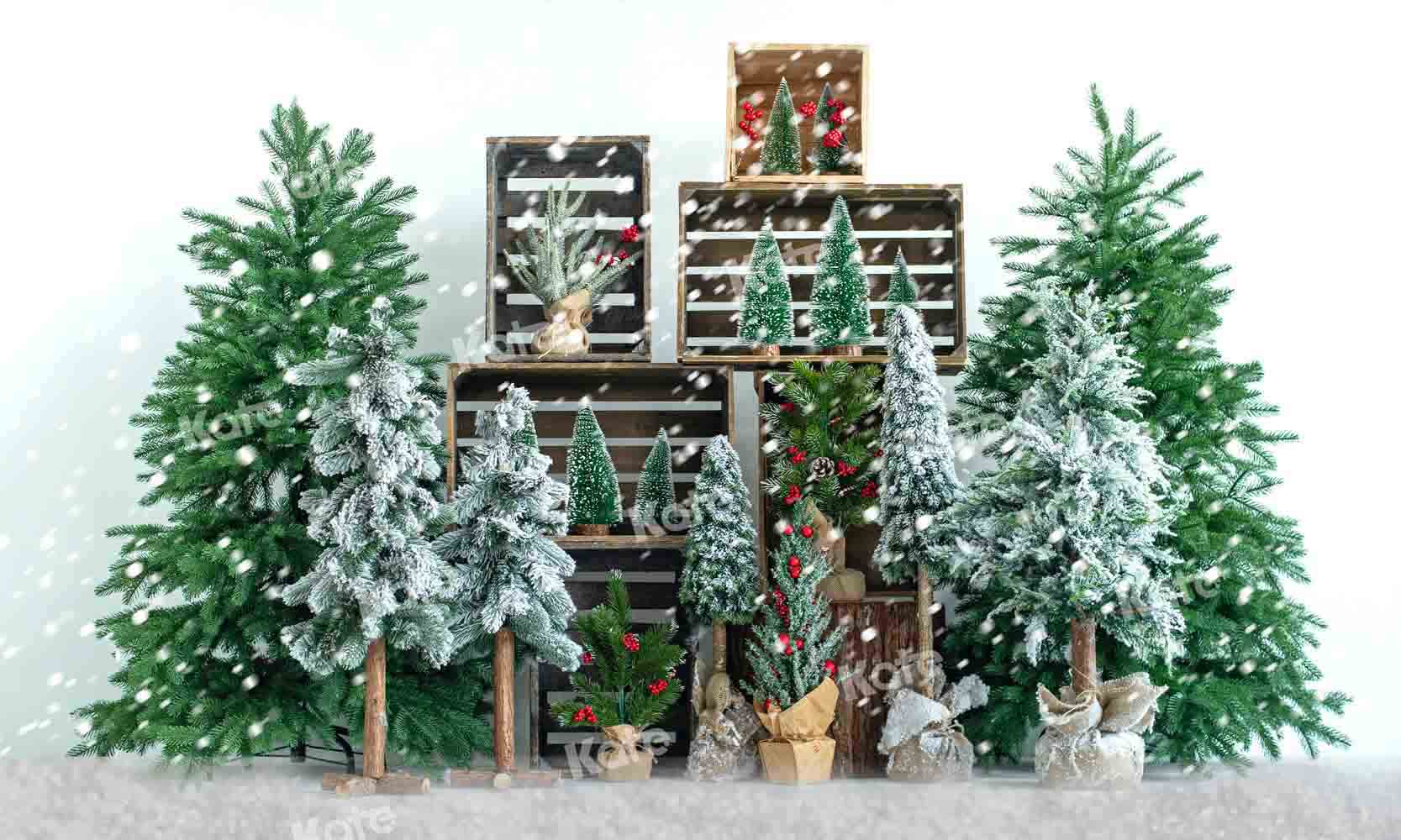 Kate Sapin de Noël Neige Hiver Toile de fond conçue par emetselch