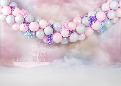 Kate Nuages Pastel Ballons Cake smash Toile de fond conçue par Chrissie Green
