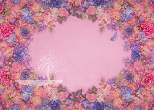 Kate Fleurs Rose Bleu Anniversaire Toile de fond conçue par Chrissie Green