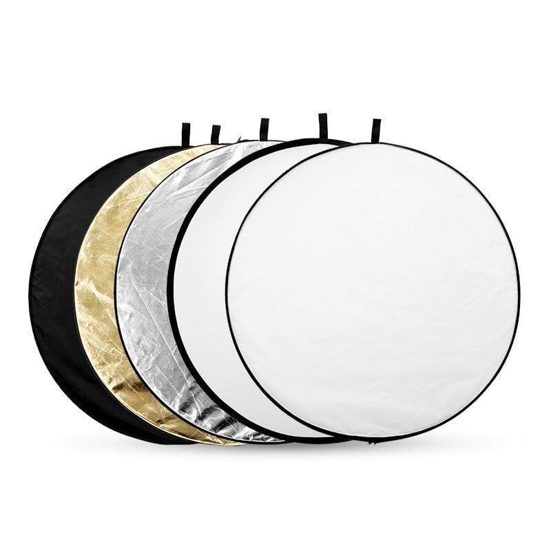 Réflecteur de photographie rond 5-en-1 pour disque multi-photos Studio 24 "60 cm (or et argent et blanc et noir et blanc doux)